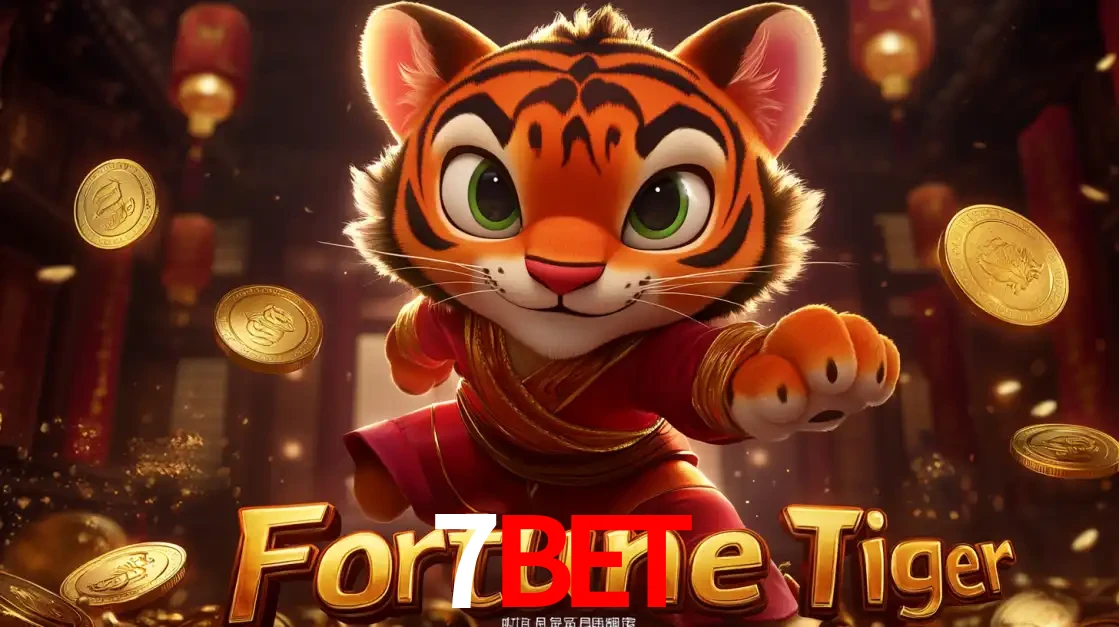 O carismático mascote do jogo de slot Fortune Tiger, um tigre fofo em pose de artes marciais, pronto para trazer sorte e multiplicadores de ganhos no cassino online 7BET.